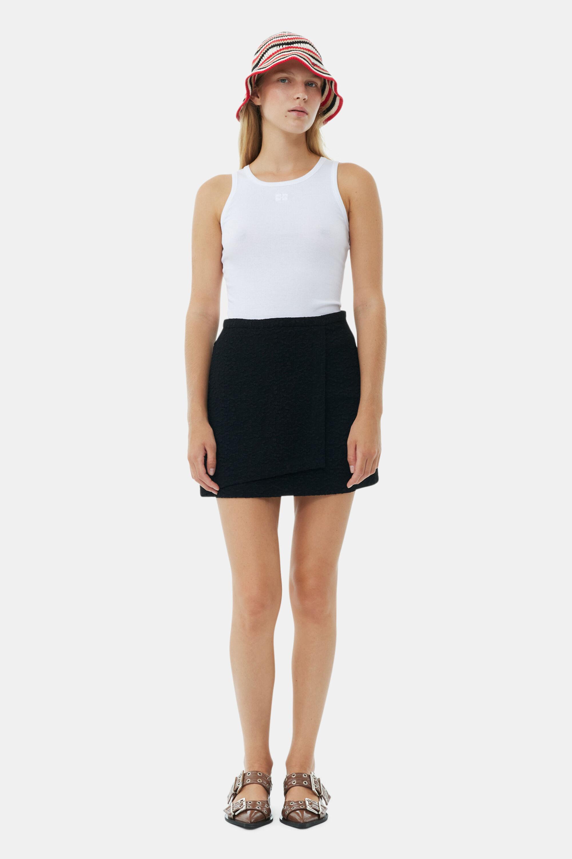 Black Textured Suiting Mini Skirt Product Image