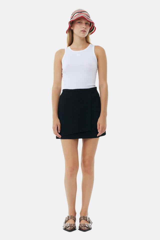 Black Textured Suiting Mini Skirt Product Image