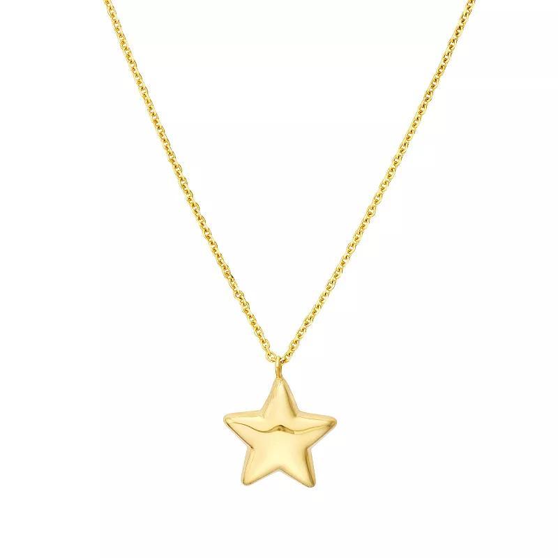 14k Gold Puffed Star Pendant Necklace, Womens Product Image