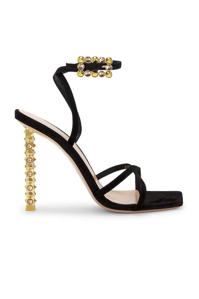 Suede Crystal Ankle-Strap Sandals Product Image