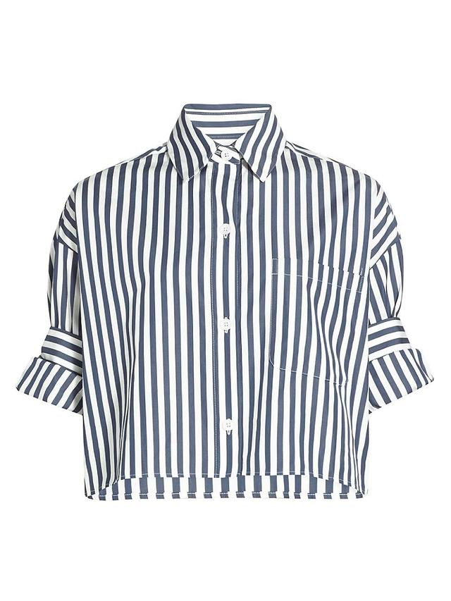 Womens Next Striped-Cotton Crop Shirt Product Image