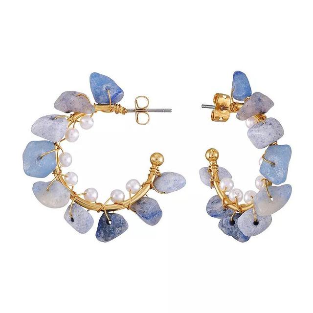 Berry Jewelry Semi-Precious Stone Hoop Earrings, Womens, Blue Product Image