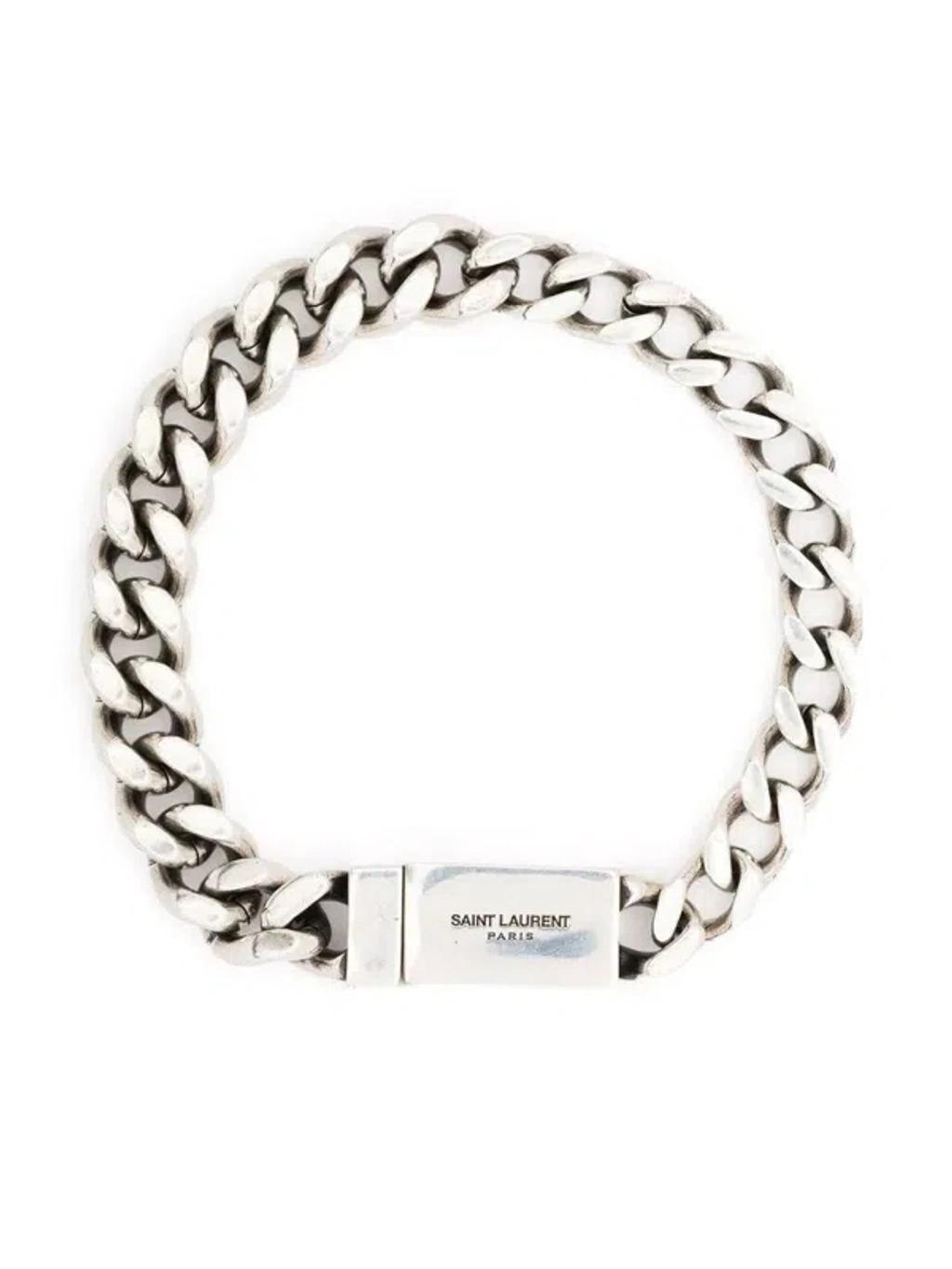 Logo Engraved Chained Bracelet In Silver Product Image