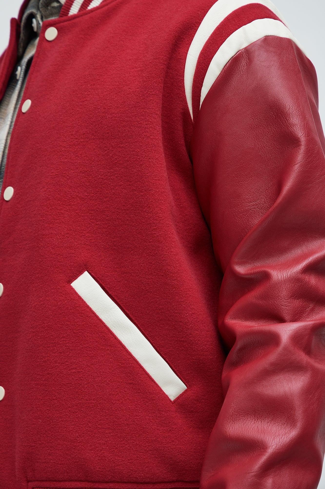 Shoulder Varsity Jacket - Red Product Image