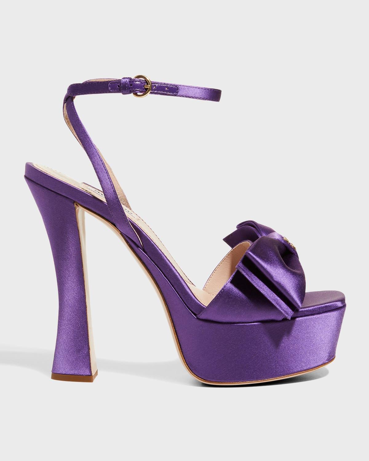 Silk Bow Ankle-Strap Platform Sandals Product Image