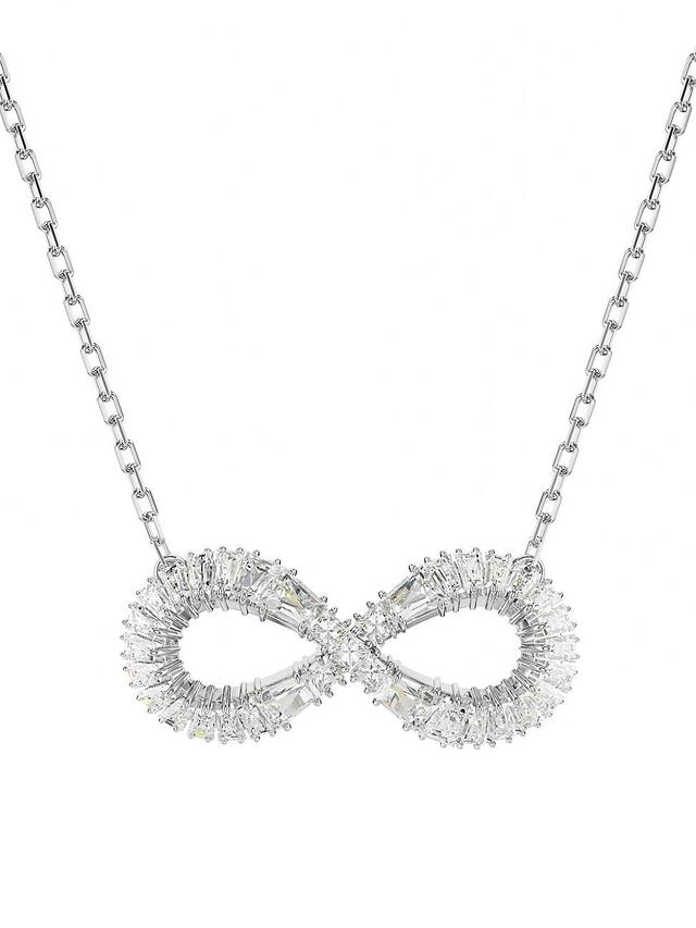 Womens Hyperbola Rhodium-Plated & Crystal Infinity Pendant Necklace Product Image