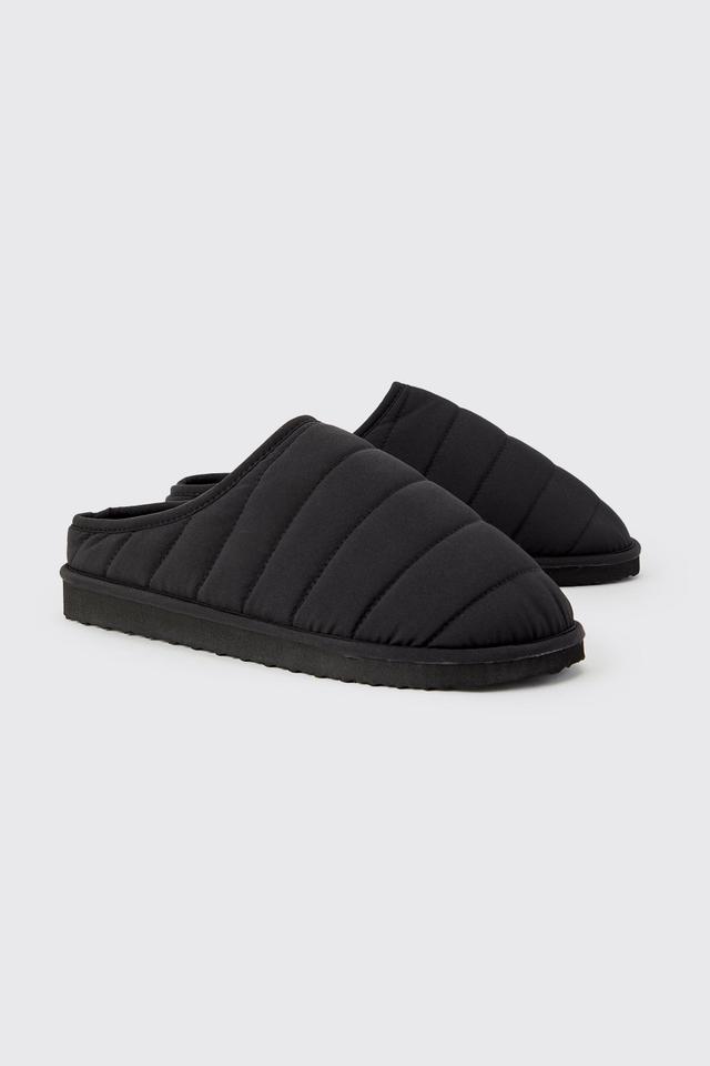 Nylon Quilted Slippers | boohooMAN USA Product Image