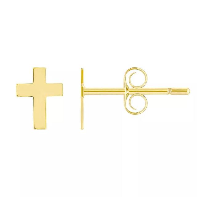 Cross Stud Earrings, Womens, 14k Gold Product Image