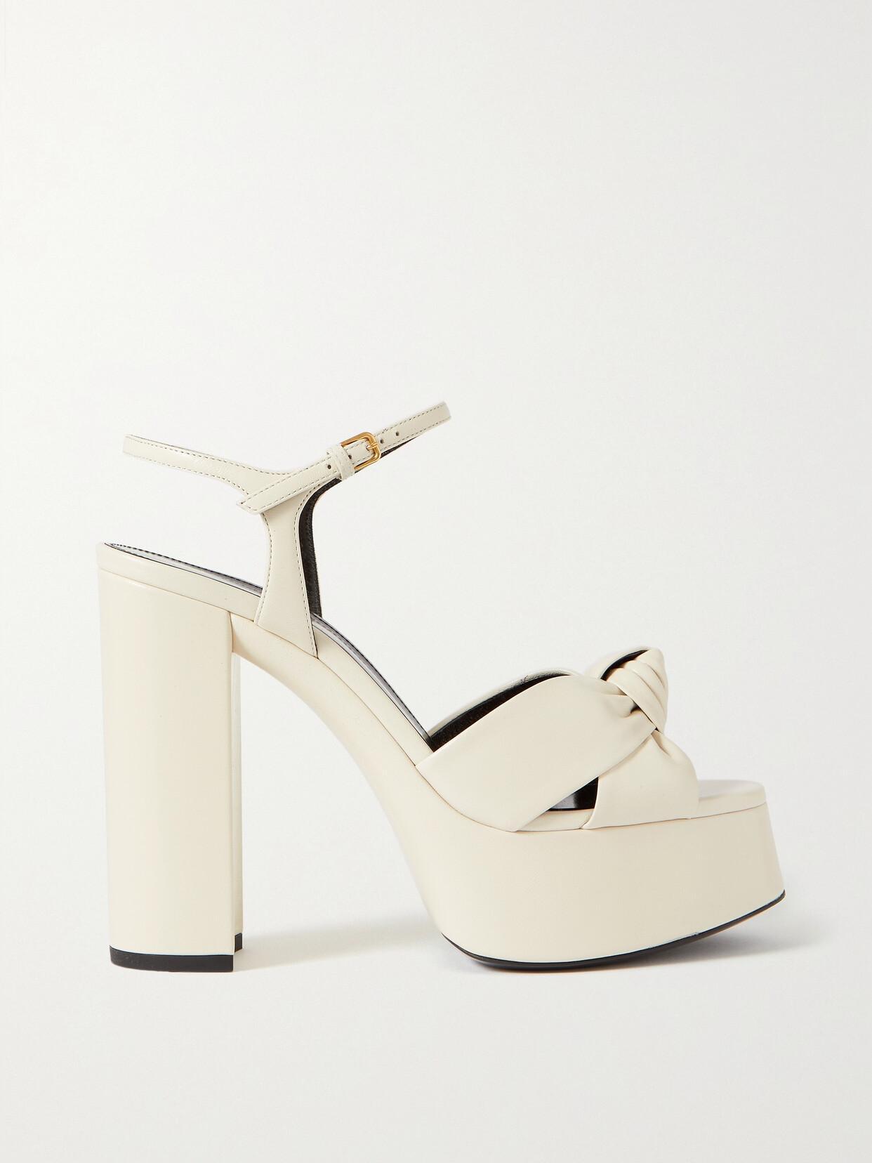 Platform High Block Heel Sandals In Cream Product Image