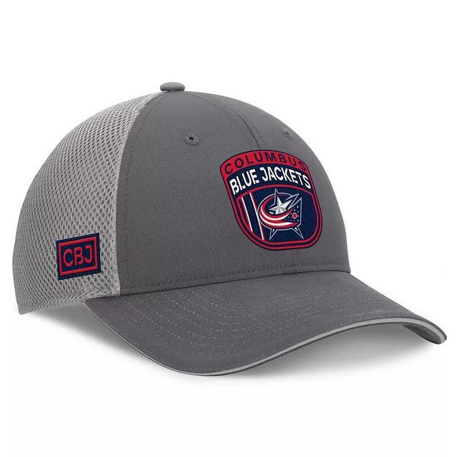 Mens Fanatics Gray Columbus Blue Jackets Home Ice Trucker Adjustable Hat Product Image