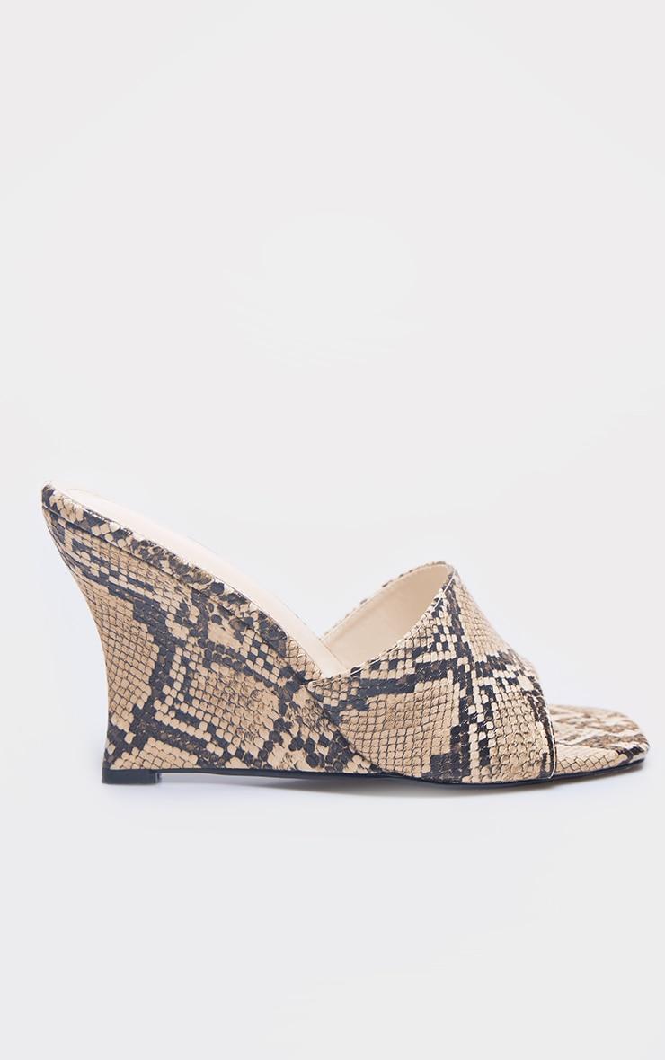 Snake Print PU Square Toe Wedge Heeled Sandals Product Image