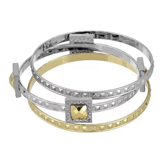 1928 Two Tone 3-piece Bangle Set, Womens, Multi Product Image