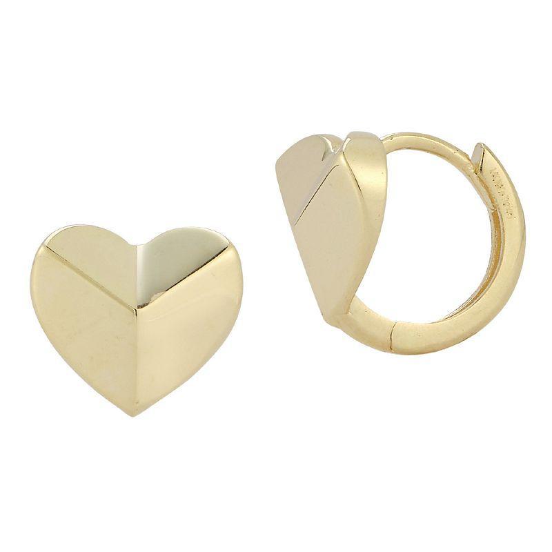 LUMINOR GOLD 14k Gold Heart Huggie Hoop Earrings, Womens, Yellow Product Image