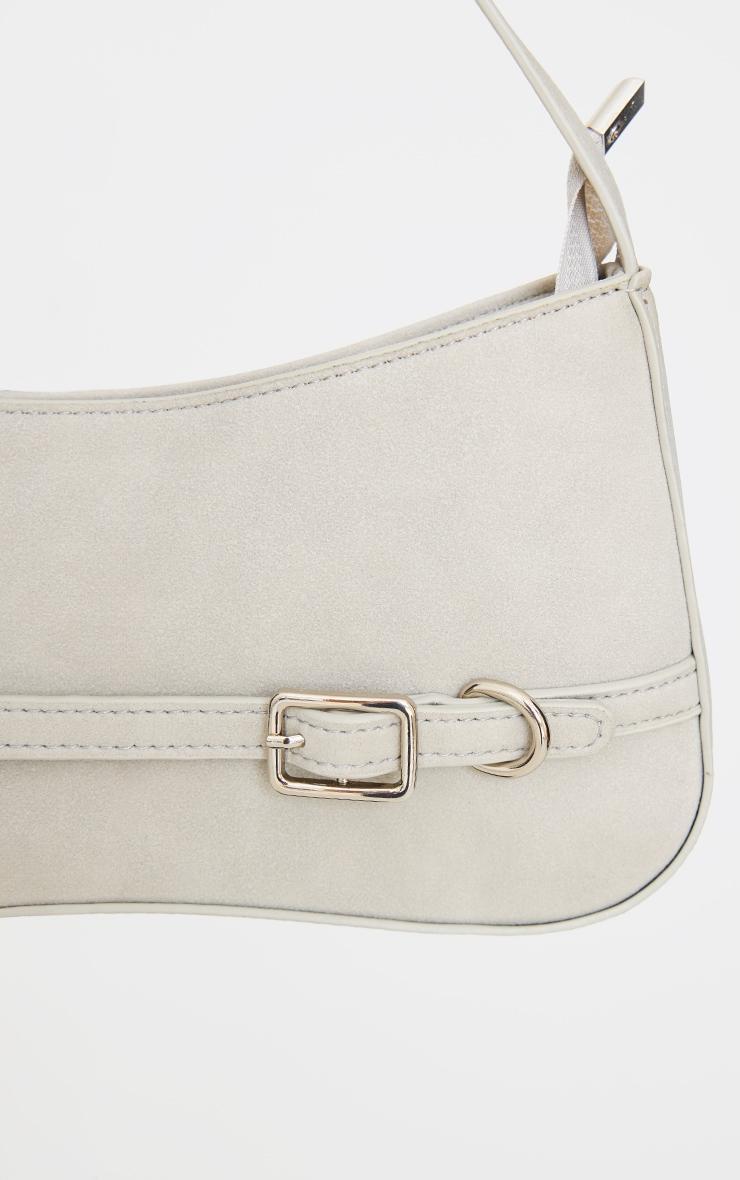 Grey Faux Suede Strap Buckle Shoulder Bag Product Image