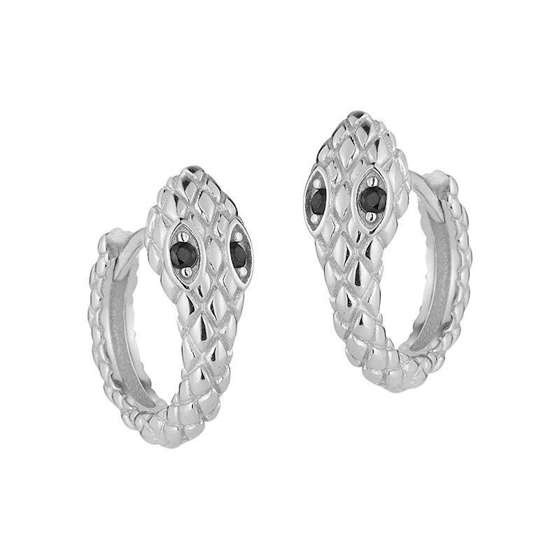 Sunkissed Sterling 14k Gold Over Silver Cubic Zirconia Snake Huggie Earrings, Womens, Silver Tone Product Image