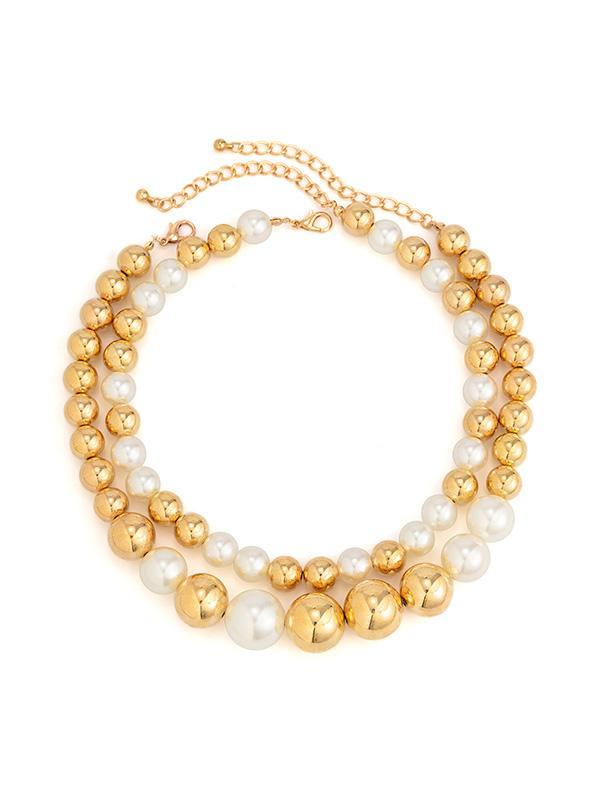 Beaded Contrast Color Dainty Necklace  Accessories Two Pieces Product Image