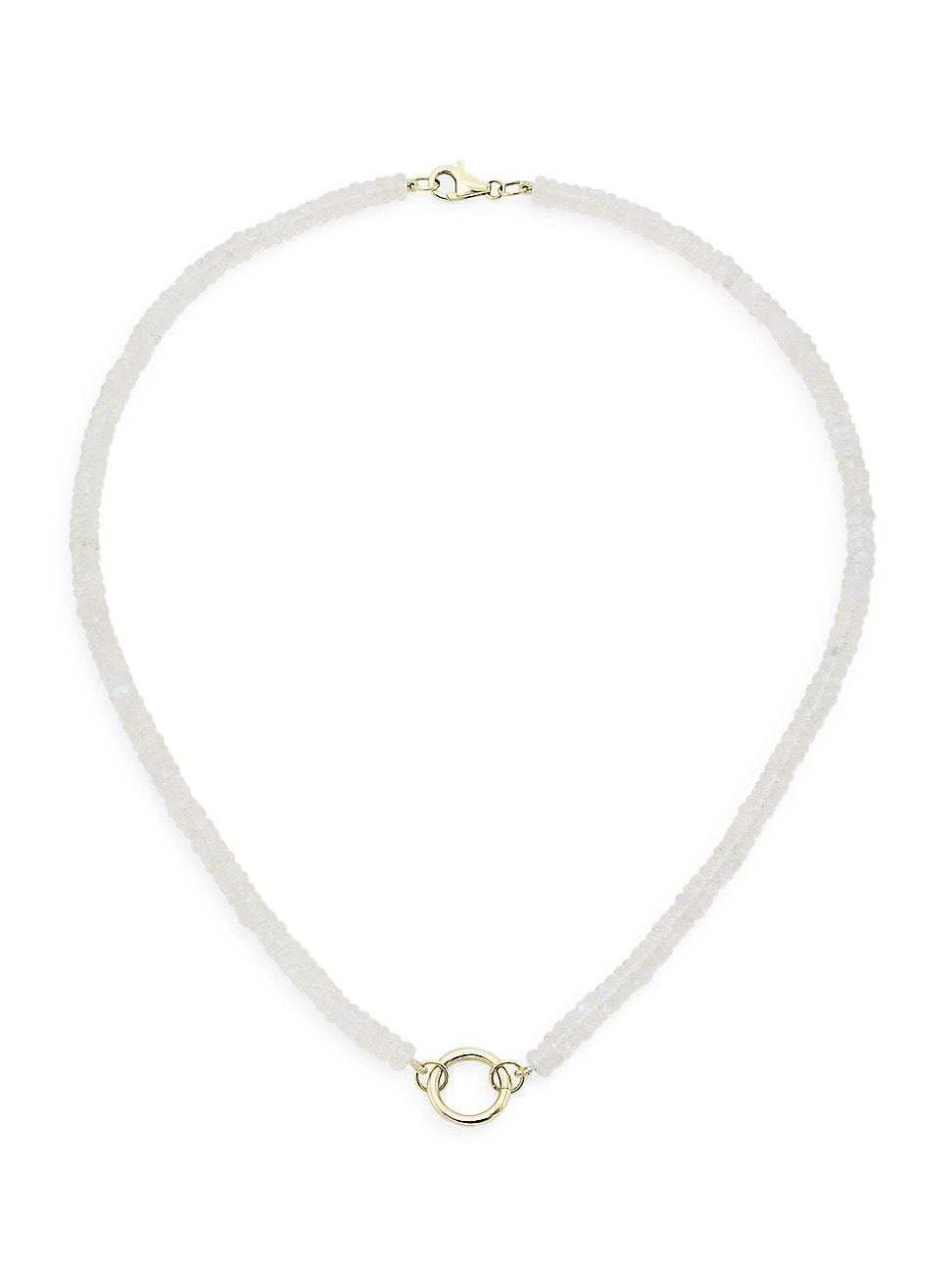 Womens 14K Yellow Gold & Moonstone Beaded Necklace Product Image