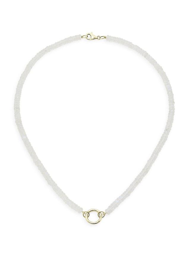 Womens 14K Yellow Gold & Moonstone Beaded Necklace Product Image