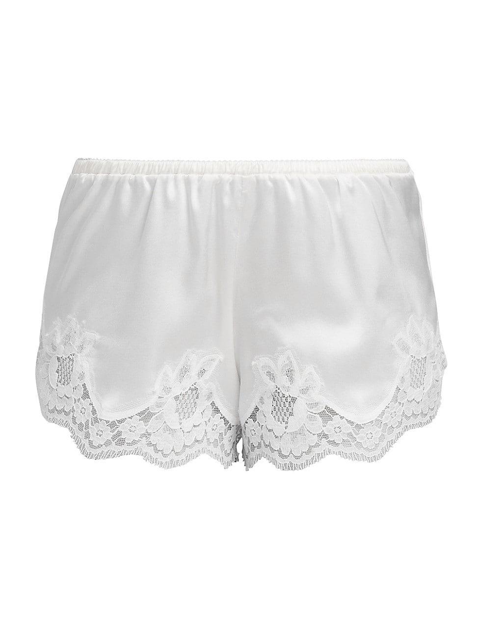 Womens Lace-Trimmed Satin Shorts Product Image