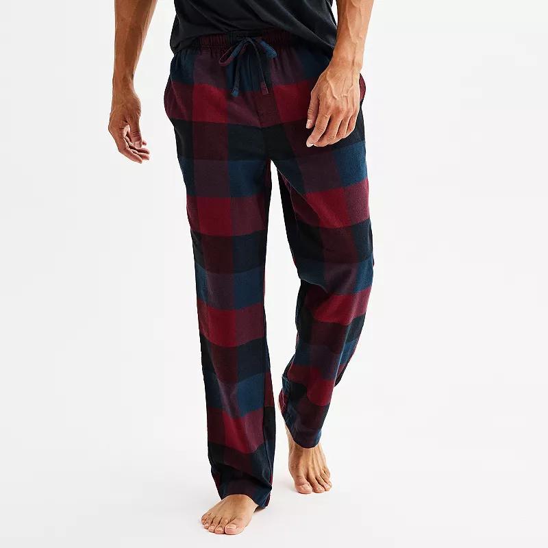 Mens Sonoma Goods For Life Flannel Drawstring Pajama Pants Iron Ore Plaid Product Image