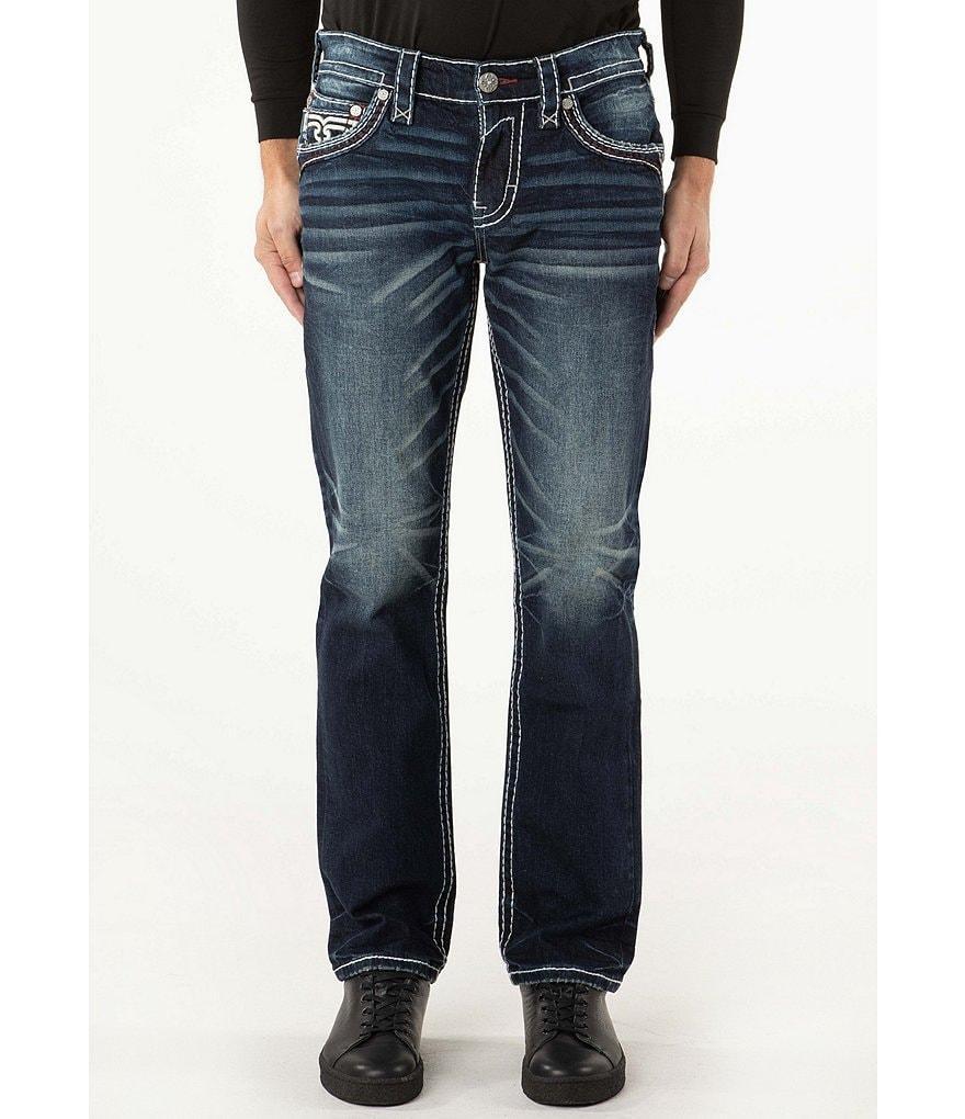 Rock Revival Zinfandel Straight Silver Hardware Dark Denim Wash Jeans product image