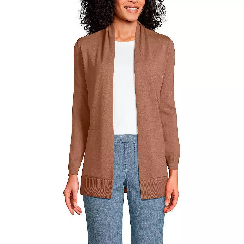 Petite Lands End Open-Front Long Cardigan Sweater, Womens Product Image