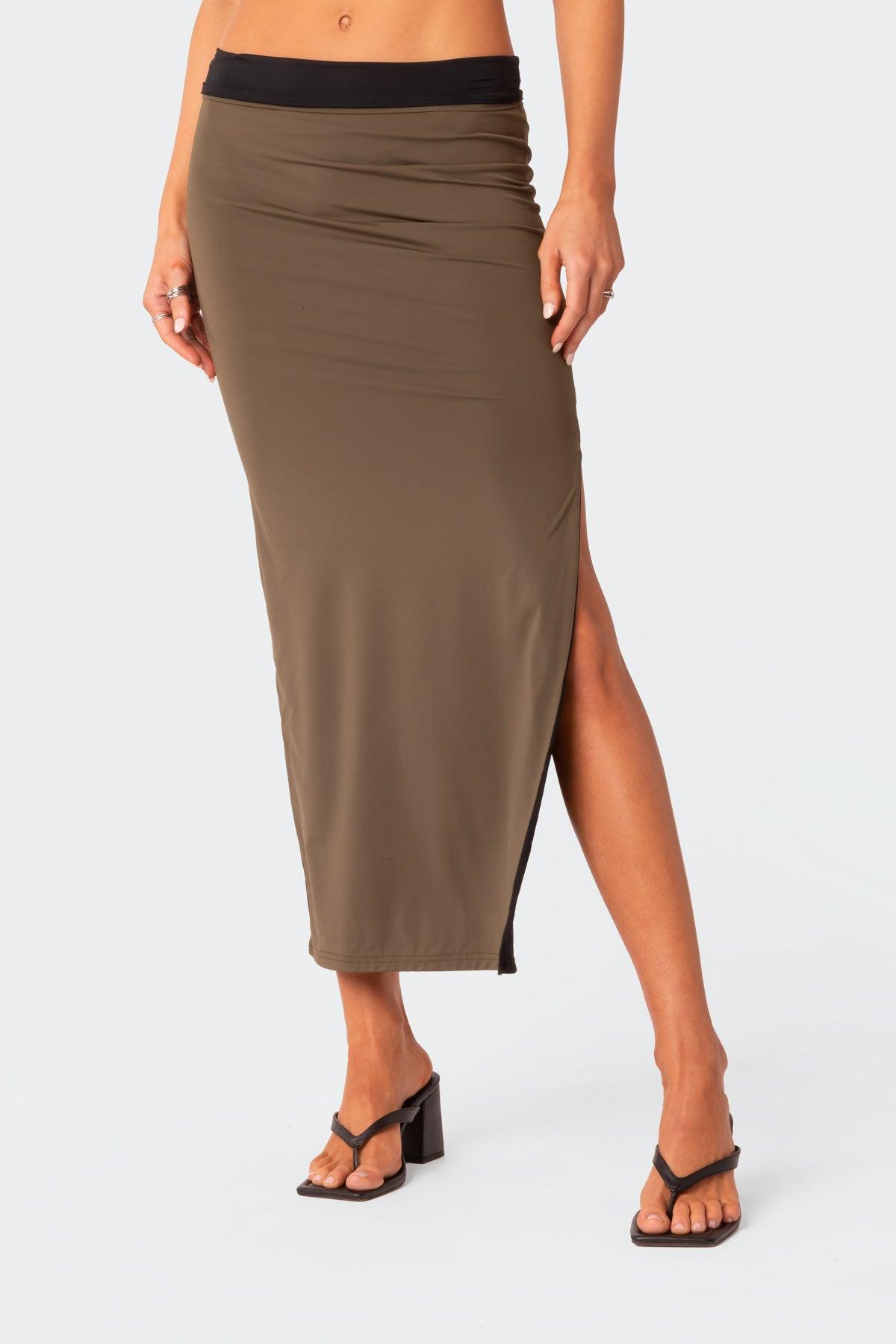 Rissa Reversible Low Rise Slitted Maxi Skirt Product Image