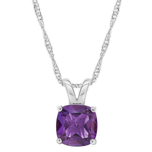 Alyson Layne 14k Gold Cushion Amethyst Pendant Necklace, Womens 14k White Gold Product Image