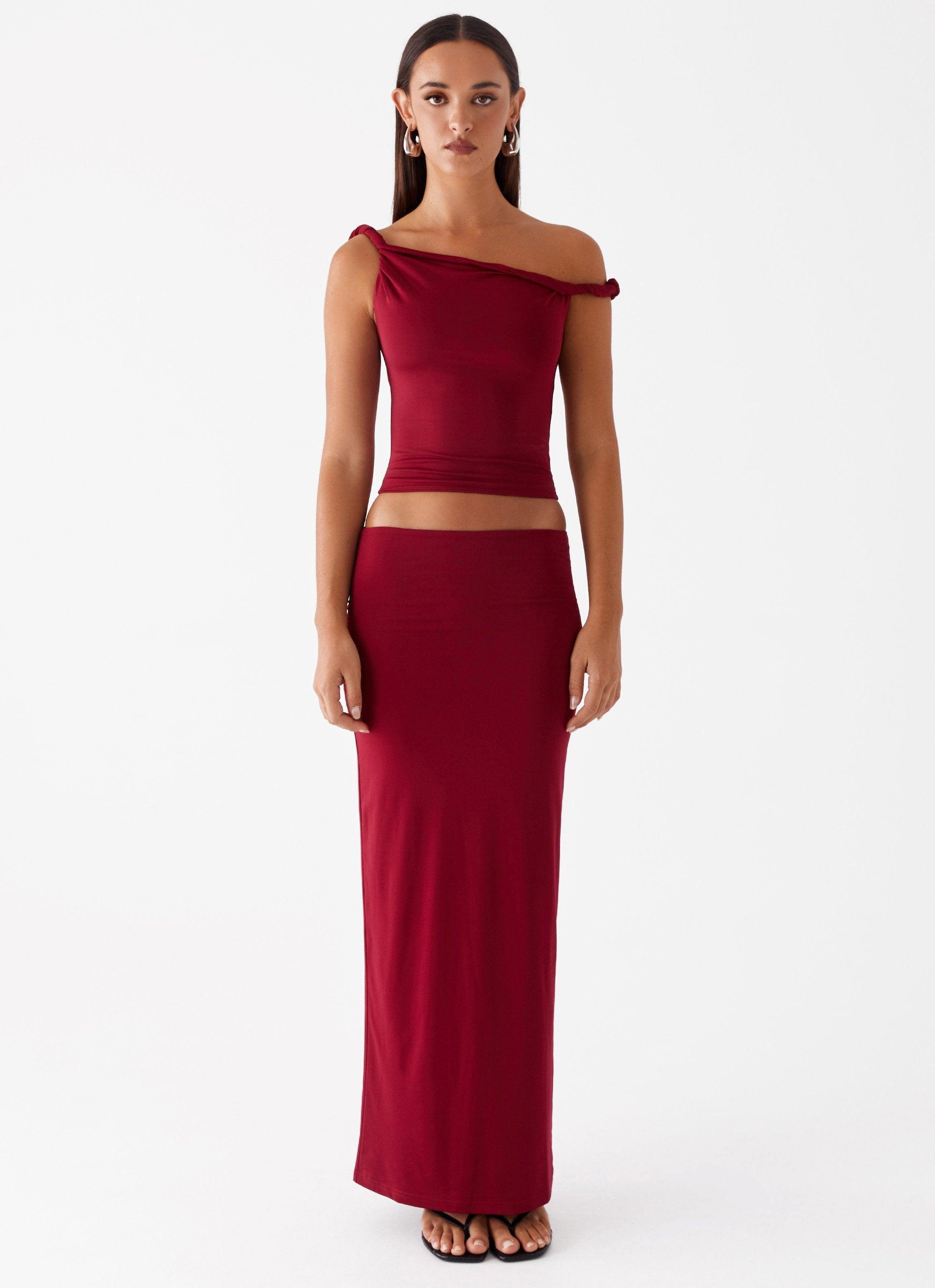 Solace Soul Maxi Skirt - Maroon Product Image