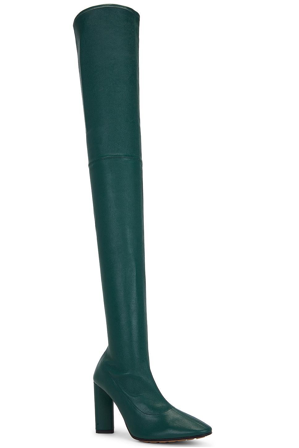 Bottega Veneta Tripod Thigh High Boot in Emerald Green - Dark Green. Size 39 (also in 36.5, 37, 39.5, 41). Product Image