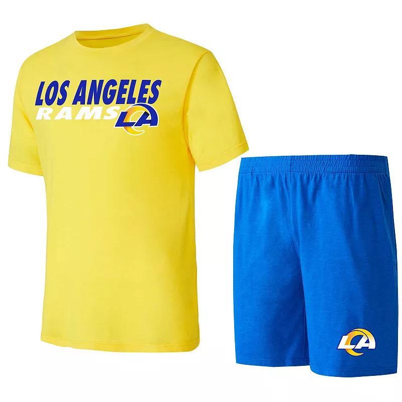 Mens Concepts Sport Royal/Gold Los Angeles Rams Meter T-Shirt & Shorts Sleep Set Product Image