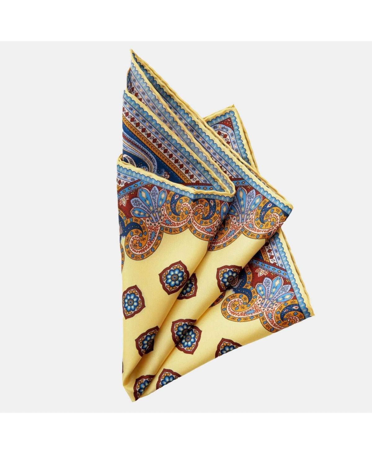 Lugano - Large Silk Pocket Square for Men - Yellow Product Image