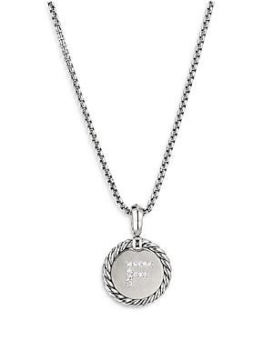 Womens M Initial Charm Necklace in Sterling Silver Product Image