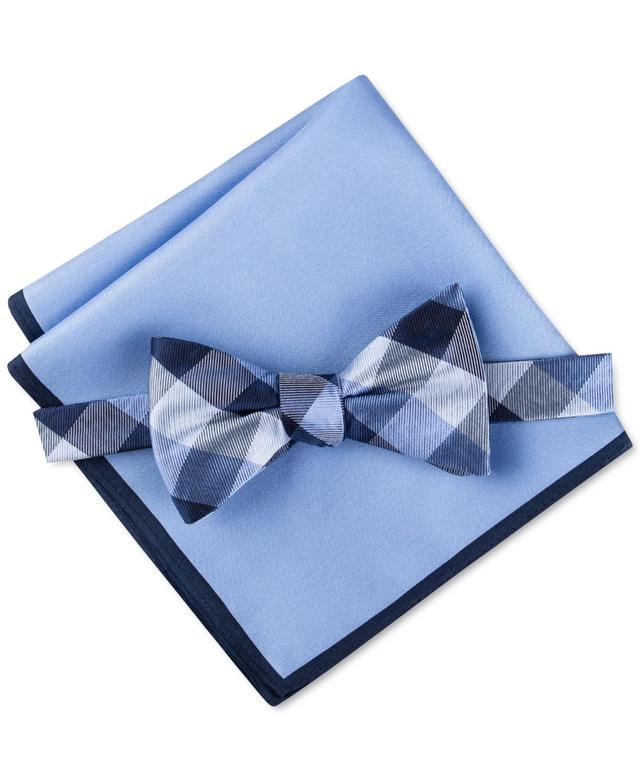 Tommy Hilfiger Mens Buffalo Check Bow Tie & Solid Pocket Square Set Product Image