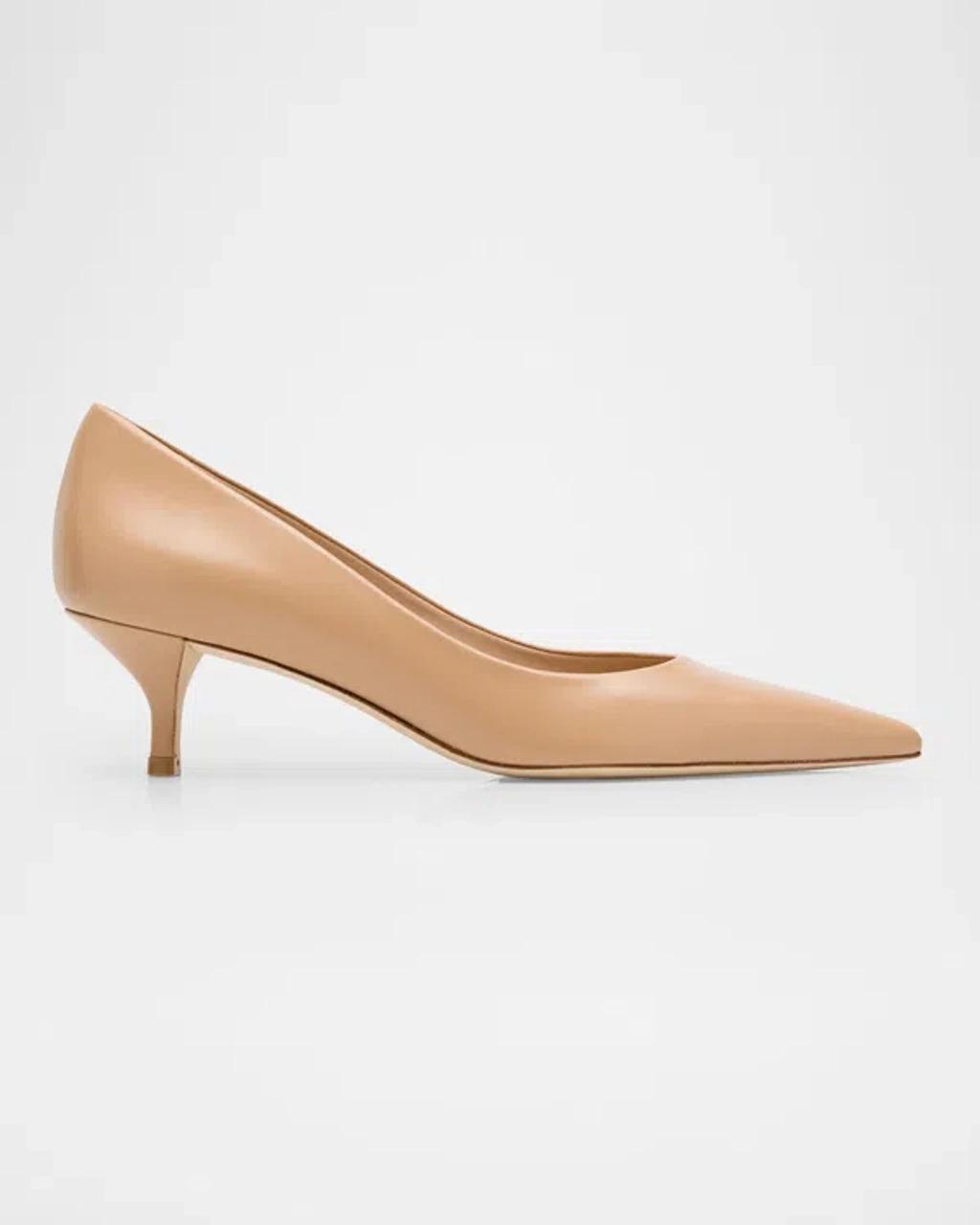 STUART WEITZMAN Stuart Leather Kitten-heel Pumps In Adobe Product Image