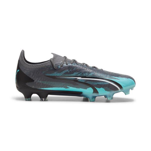 PUMA ULTRA ULTIMATE RUSH Firm Ground/Artificial Ground Men's Soccer Cleats Shoes in Strong Grey/White/Elektro Aqua Product Image