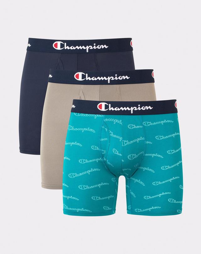 Champion Lightweight Stretch Mens Boxer Briefs with Pocket Pack, Moisture-Wicking, Anti-Odor, 3-Pack Assorted S Product Image