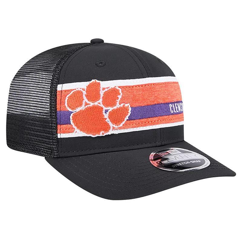 Mens New Era /Orange Clemson Tigers Striped 9SEVENTY Trucker Stretch-Snap Adjustable Hat Product Image