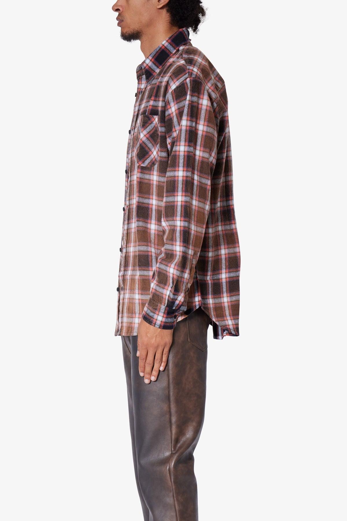 Plaid Orange Flannel Shirt - Orange Product Image