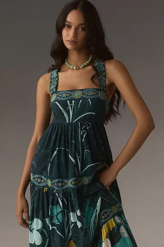 By Anthropologie Square-Neck Embellished Midi Dress Product Image