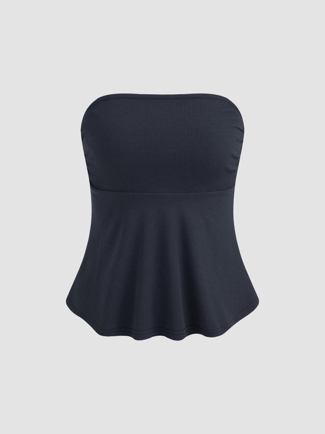 Jersey Ruffle Hem Tube Crop Top Product Image