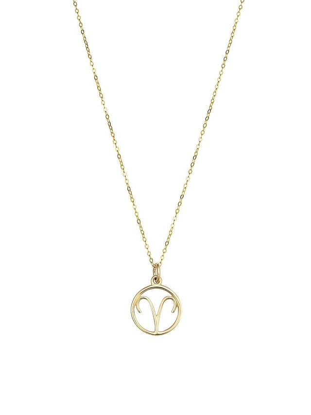 Womens 14K Yellow Solid Gold Zodiac Pendant Necklace Product Image