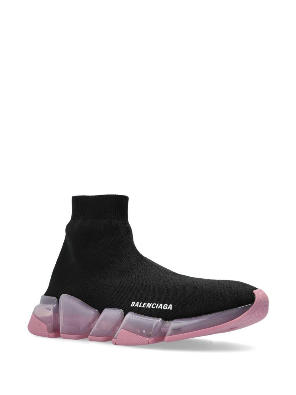 BALENCIAGA 30mm Speed 2.0 Knit Sneakers In Black/pink Product Image