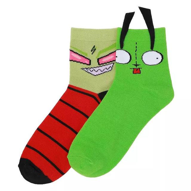 Womens Invader Zim & Gir 3D Quarter Crew Socks 2-Pack Product Image