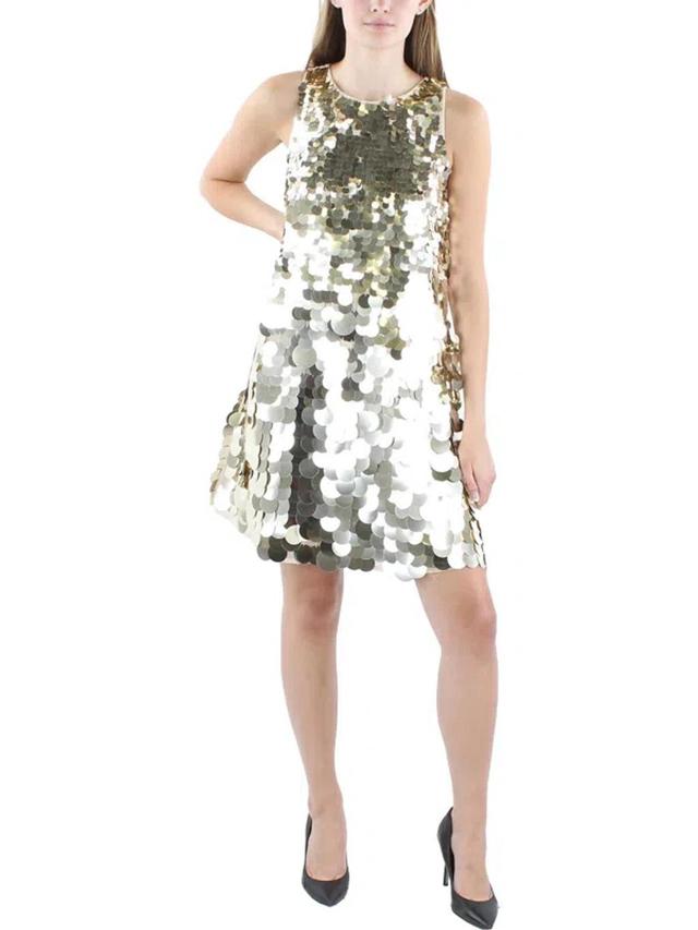 Womens Sequined Above Knee Mini Dress In Gold Product Image