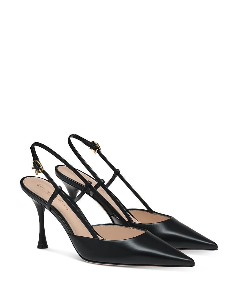 Gianvito Rossi Womens Ascent Vitello Slip On Pointed Toe Slingback High Heel Pumps Product Image