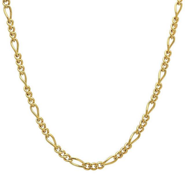 Steel Nation Mens Gold Tone Ion-Plated Figaro Link Chain Necklace Silver Product Image