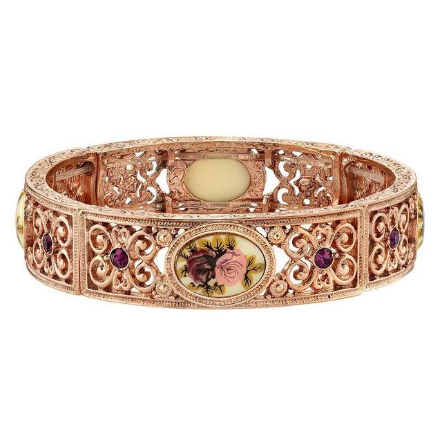 1928 Filigree Flower Stretch Bracelet, Womens, Multicolor Product Image