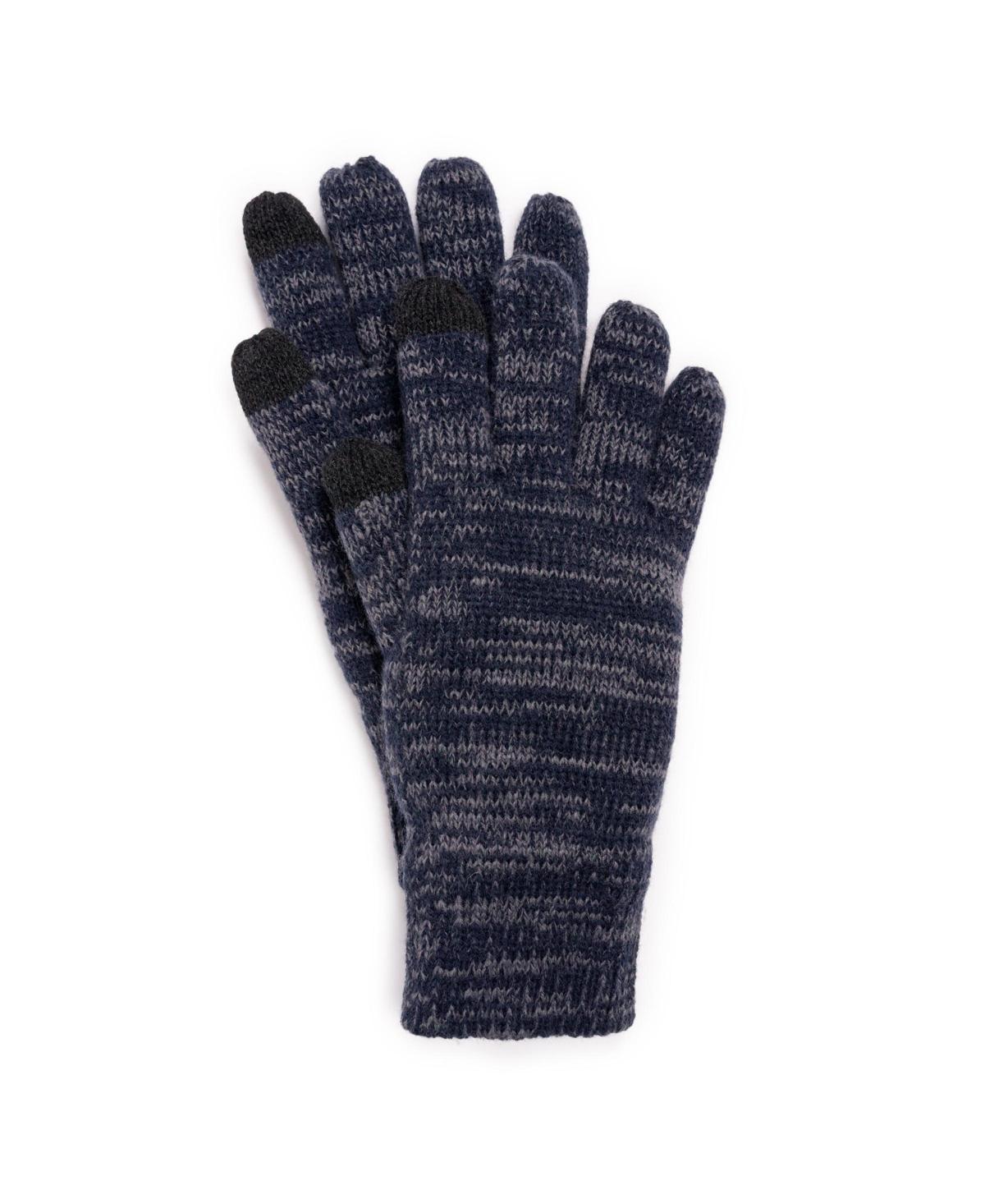 Mens MUK LUKS Heat Retainer Gloves, Silver Ebony Marl Product Image