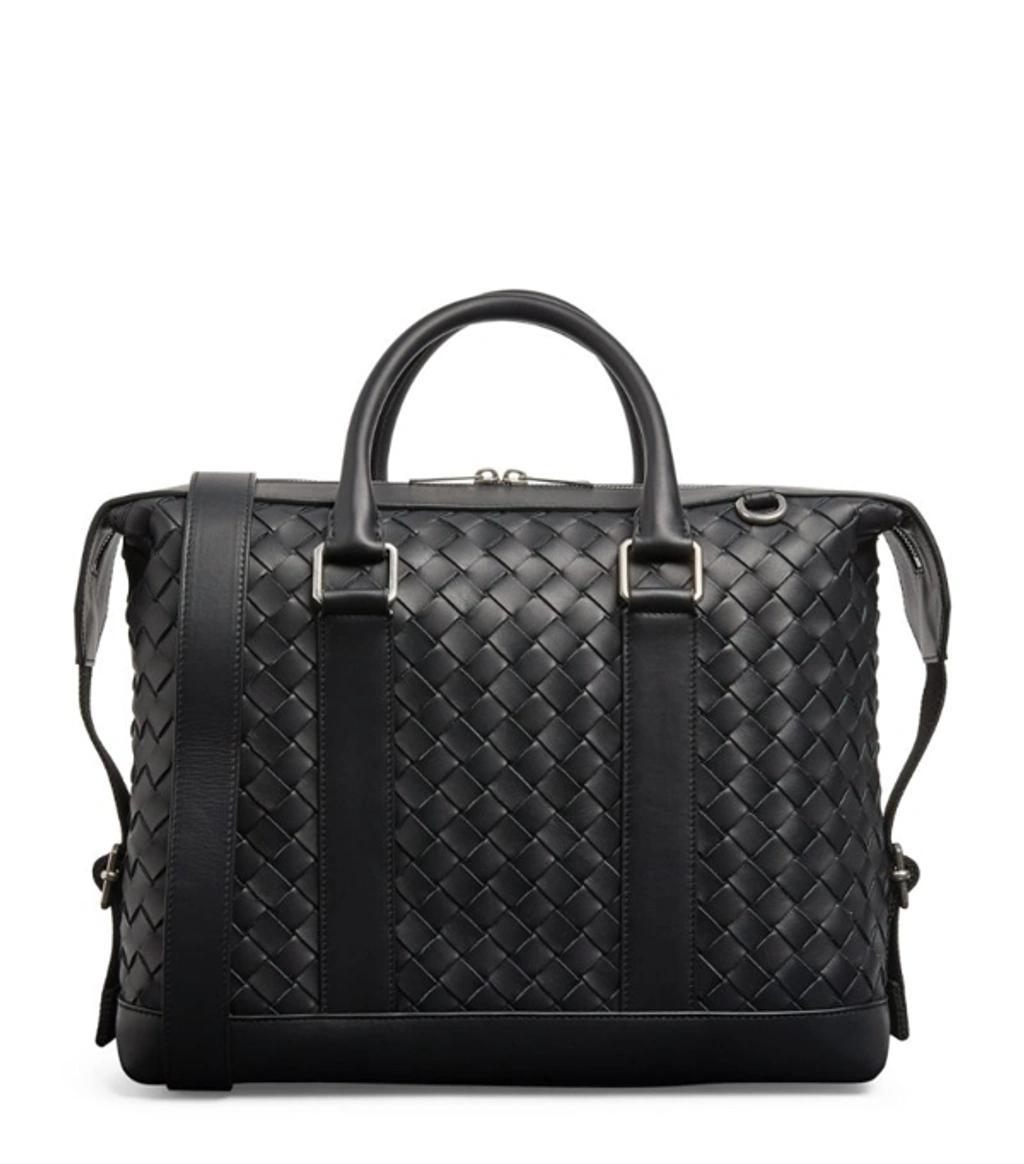 BOTTEGA VENETA Hydrology Intrecciato Leather Briefcase In Black Product Image